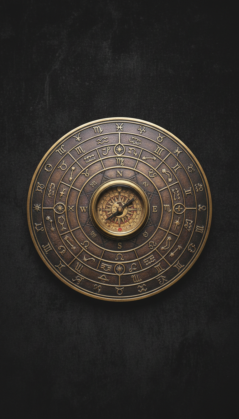 Astrologie-Ritualchart mit Messingkompass