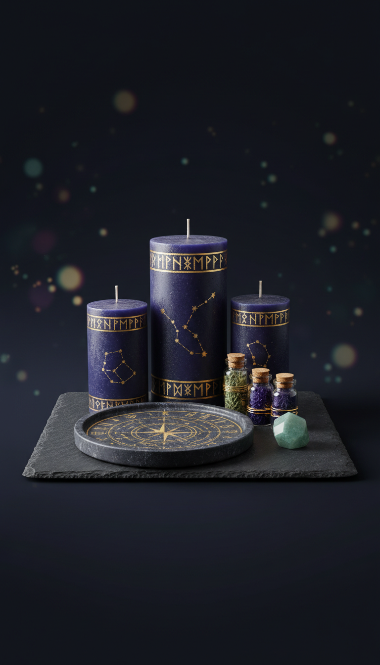 Astrologie-Ritualkerzen Set mit Nordischem Sternbild