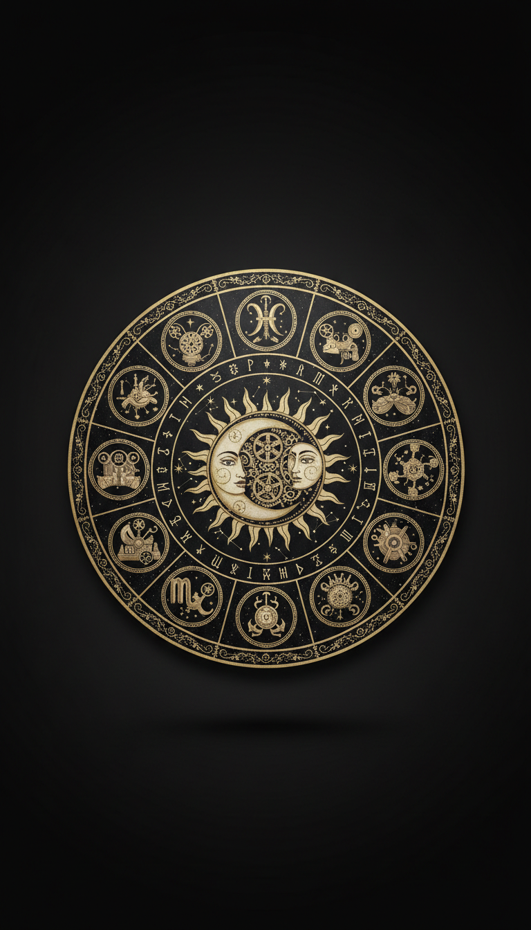 Horoskop Wandbild mit Steampunk-Sternenmotiven