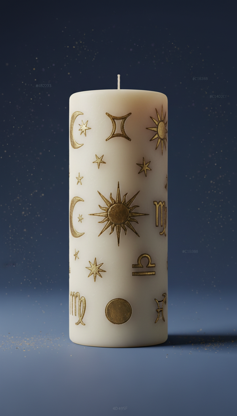 Sternzeichen-Ritualkerze mit Symbolgravur