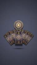 Babylonischer Tarotkarten-Deck mit goldenen Runen